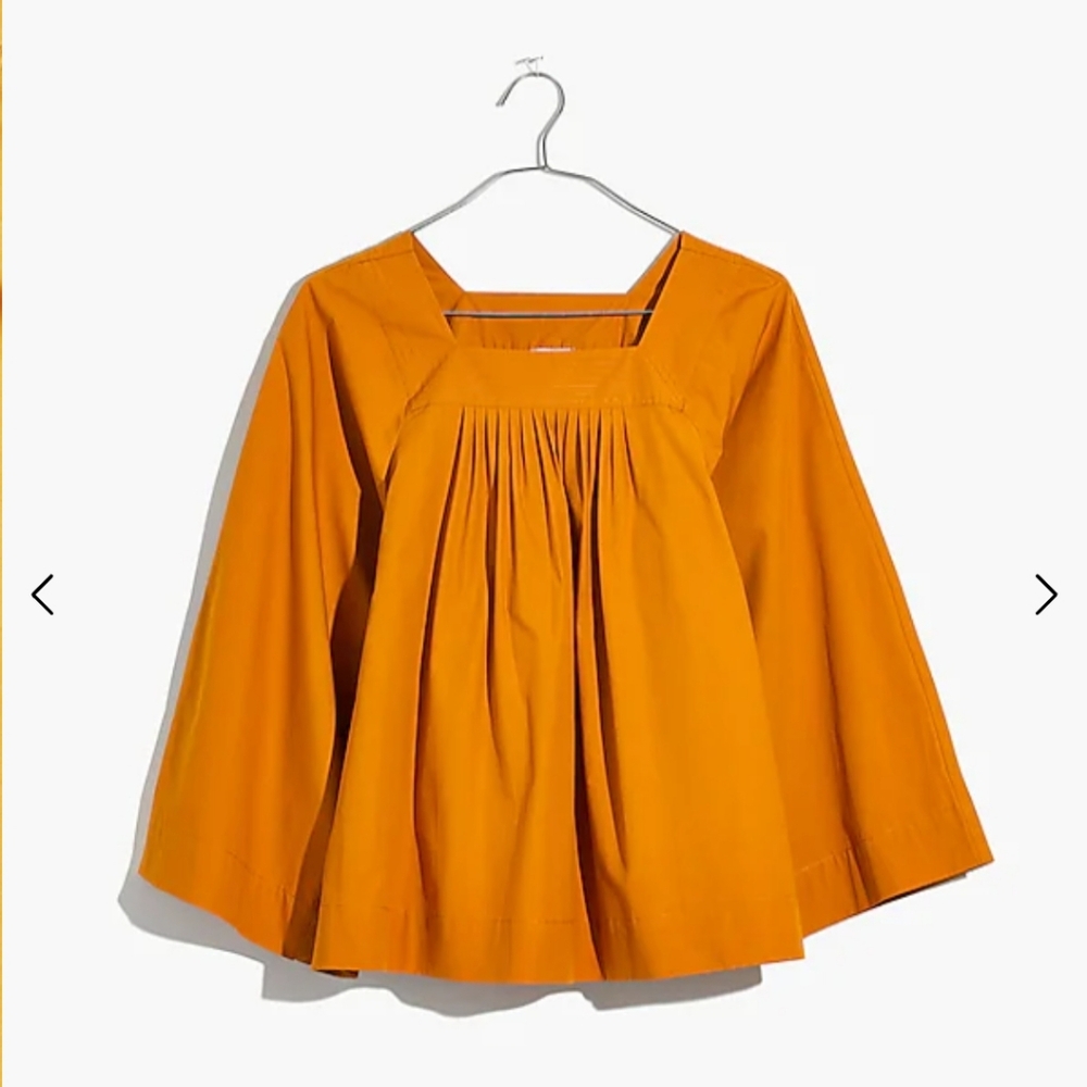 Madewell Square Neck Wide Sleeve Top, Mustard Color, Size XXS - Picture 5 of 12